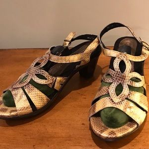 1803 Handcrafted In Portugal Snake Embossed Leather Ladies Sandals
